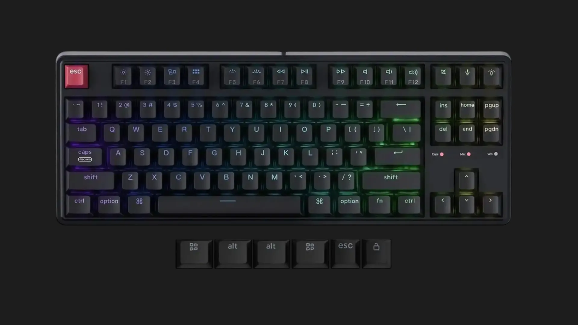 Игровая клавиатура Keychron C3 Pro V2 87Key RGB Hot-Swap K pro Red EN/UKR (Black) (C3PX-H1-UA)