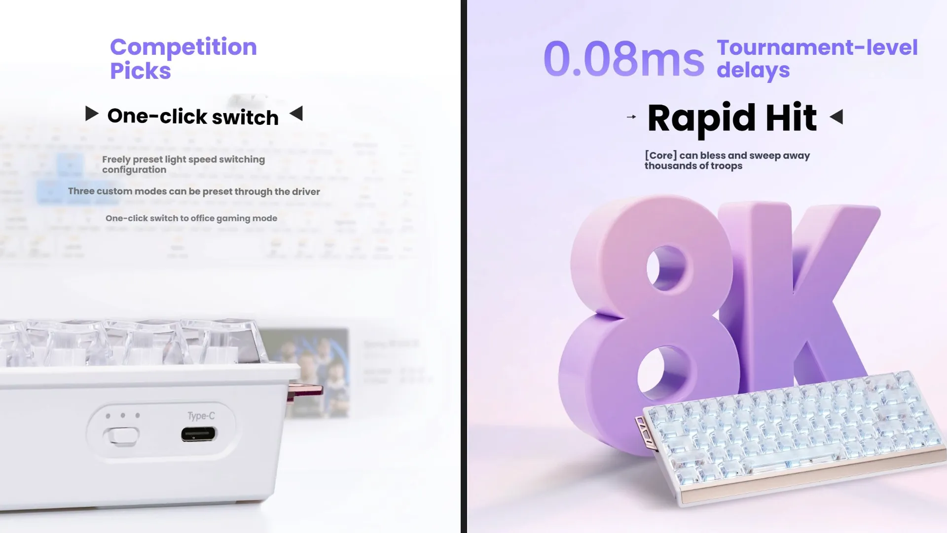 Ігрова клавіатура ATK 68 RX eSports Hall Effect (Pink) (ATK 68 RX pink)