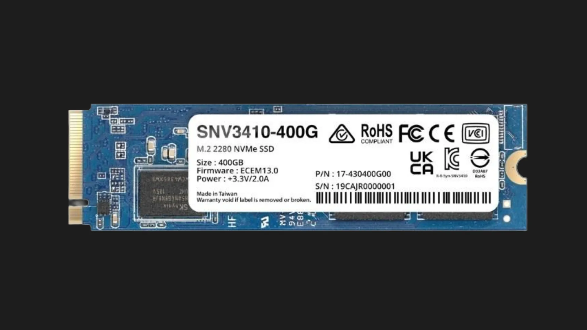 Накопитель SSD Synology SNV3410 400GB NVMe PCIe 3.0 (SNV3410-400G)