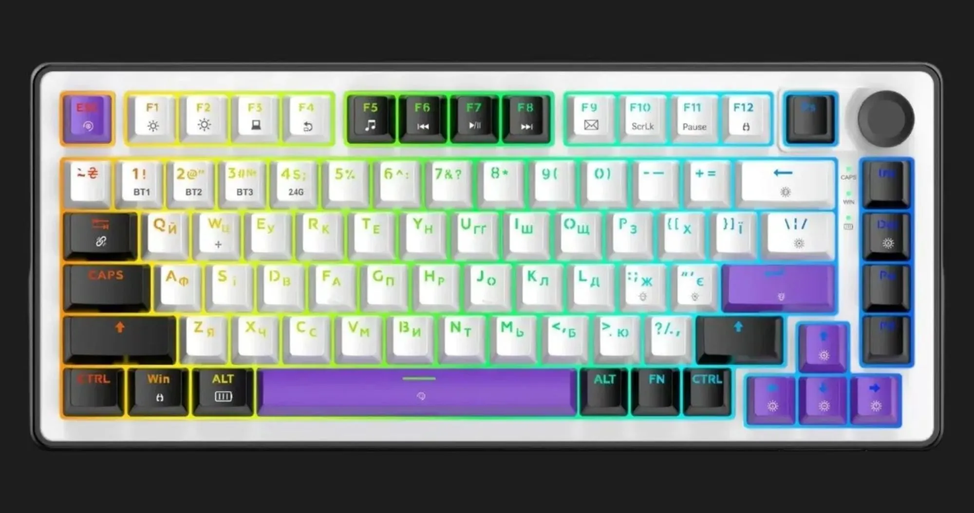 Клавиатура игровая HATOR Hellyberry HK75 Wireless (White/Violet)
