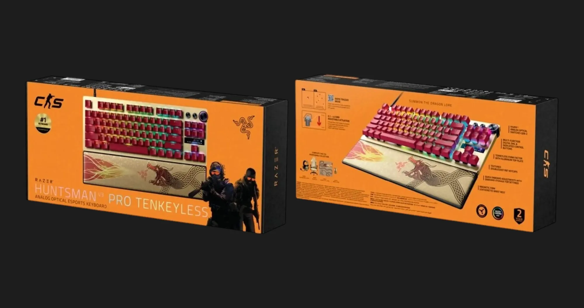 Клавиатура механическая Razer Huntsman V3 PRO TKL, Counter-Strike 2 Ed. (Gold)