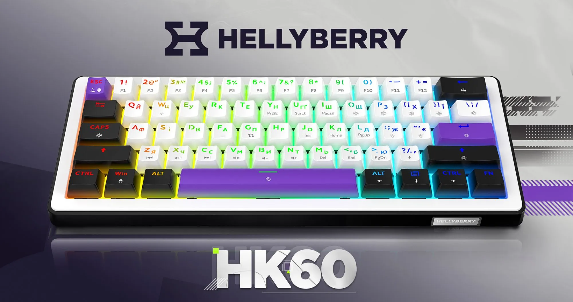 Клавиатура механическая HATOR Hellyberry HK60 (White/Violet)