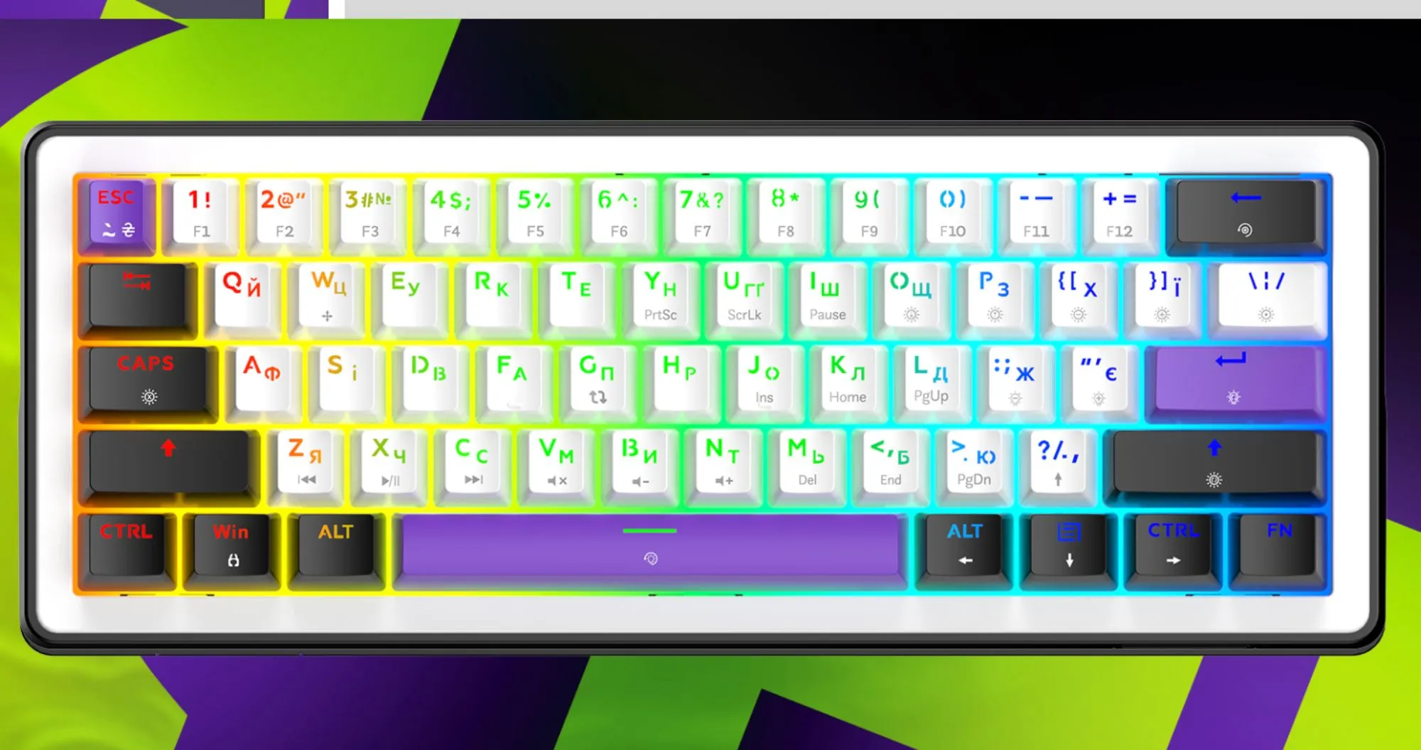 Клавиатура механическая HATOR Hellyberry HK60 (White/Violet)