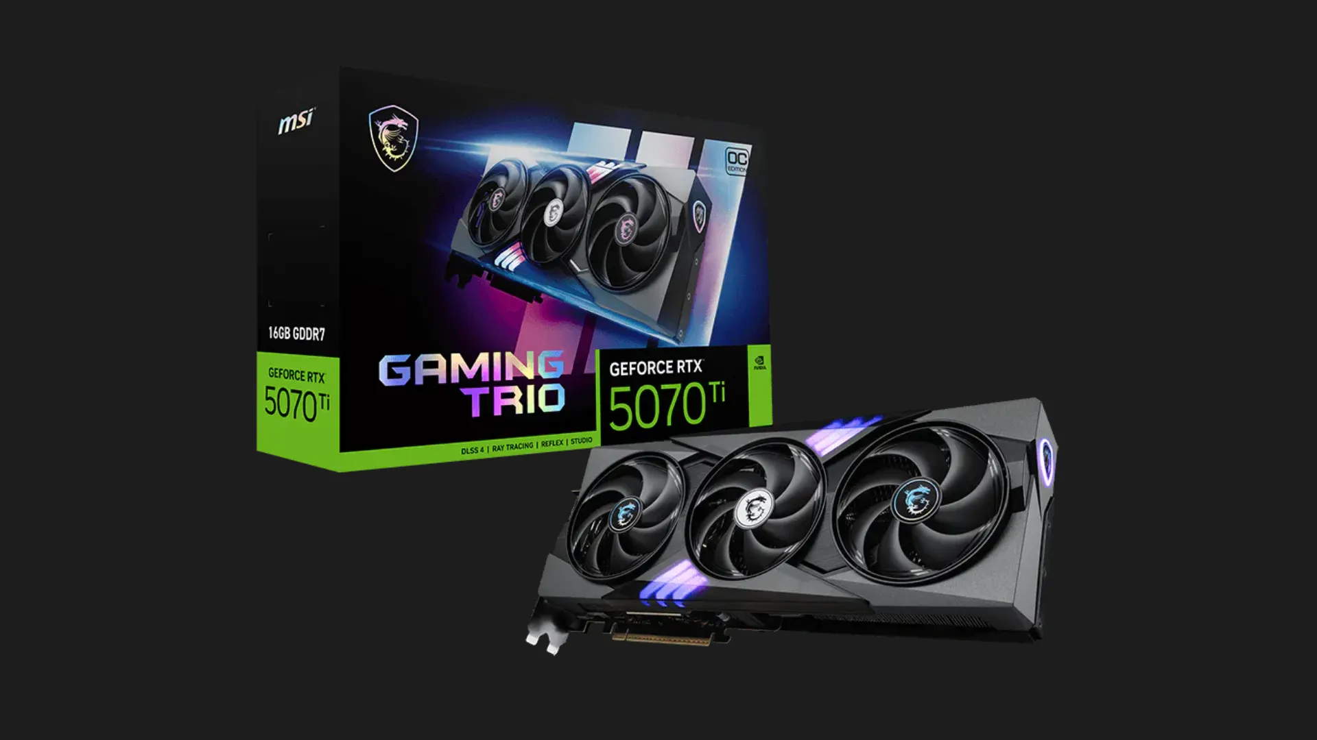Відеокарта MSI GeForce RTX 5070 Ti GAMING TRIO OC 16GB (RTX 5070 Ti 16G GAMING TRIO OC)