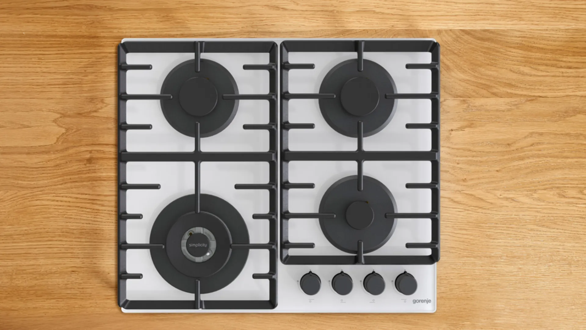 Варильна поверхня Gorenje газова на склі, 60см, чавун (GTW642SYW) (White)