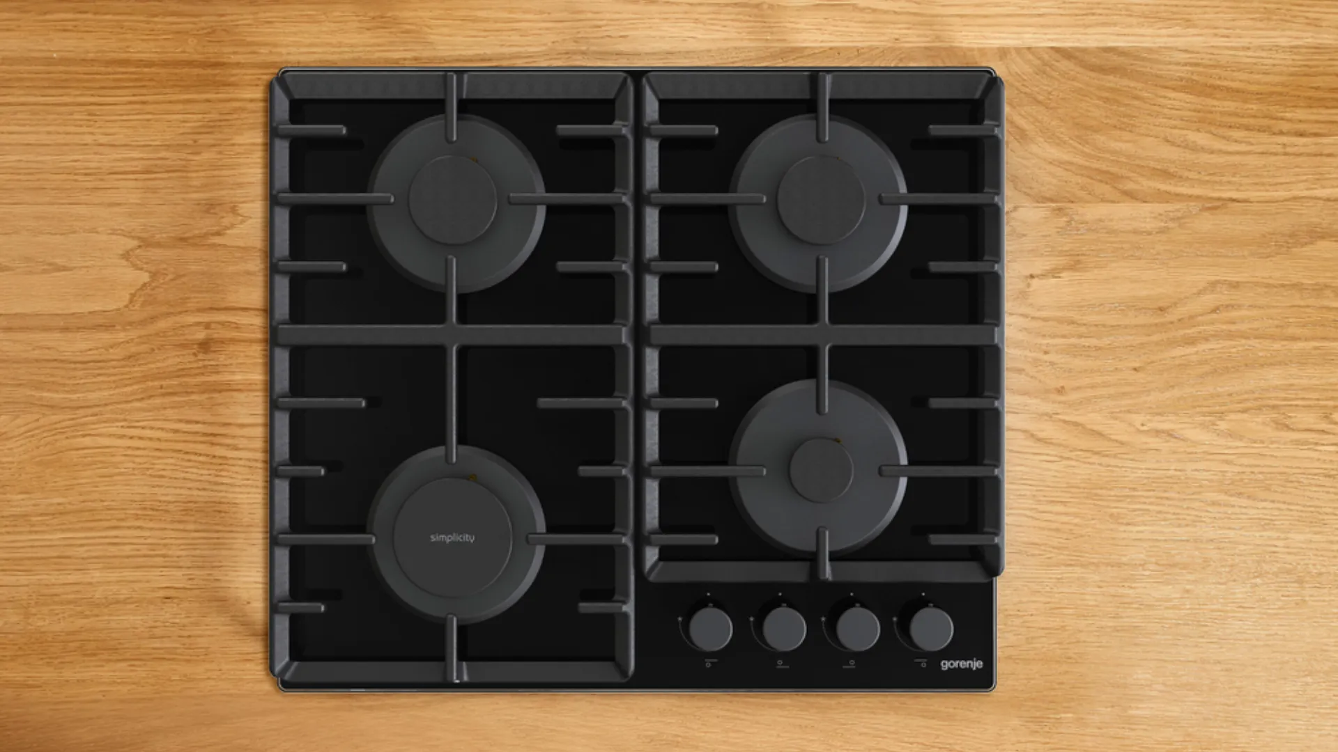 Варильна поверхня Gorenje газова на склі, 60см, чавун (GT642SYB) (Black)