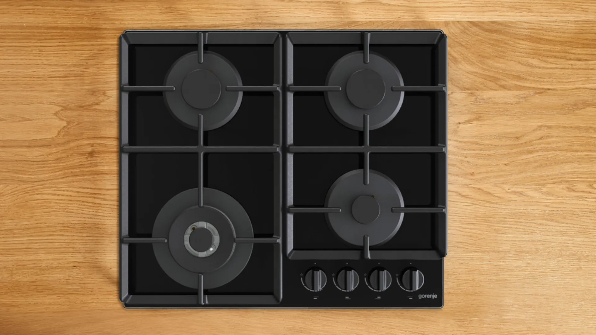 Варильна поверхня Gorenje газова на склі, 60см, чавун (GTW641EB) (Black)