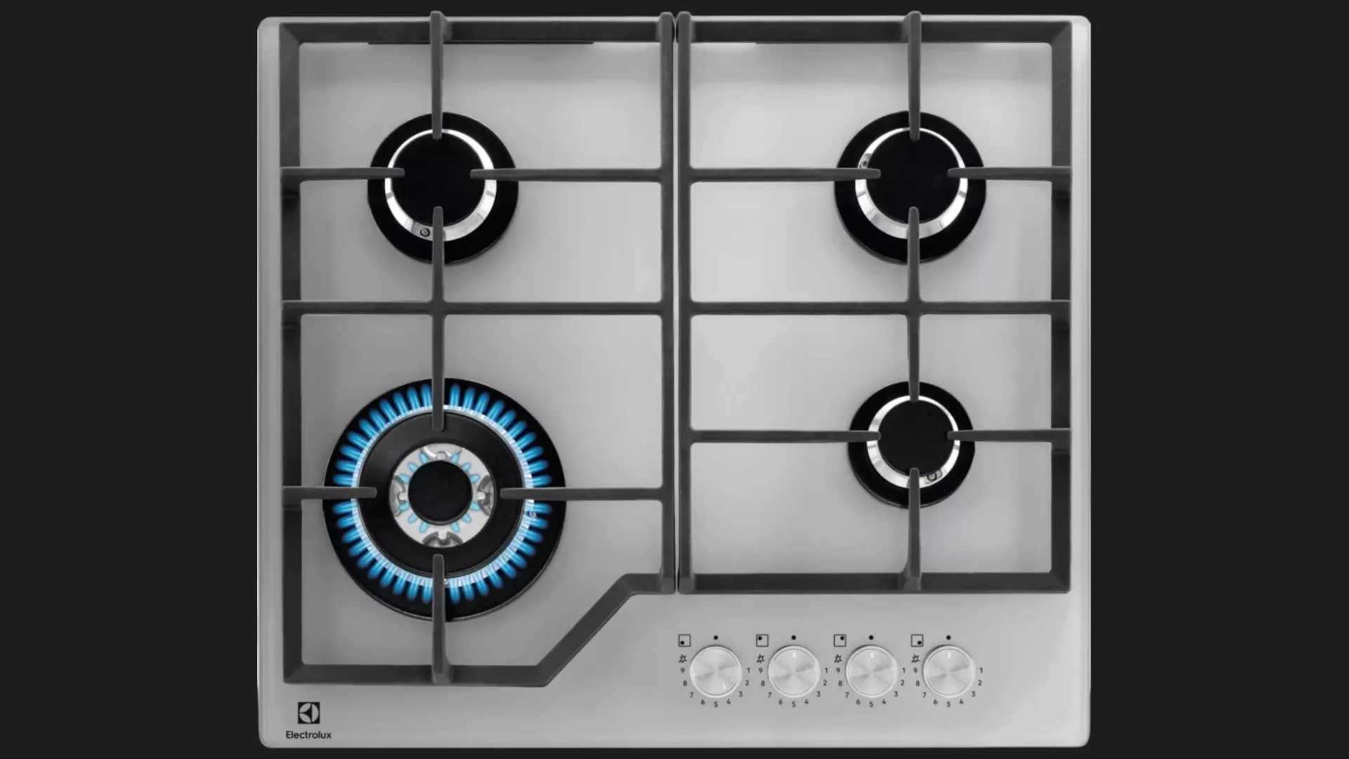 Варочная поверхность Electrolux газовая на стекле, 60см, чугун (KGG64362S) (Silver)