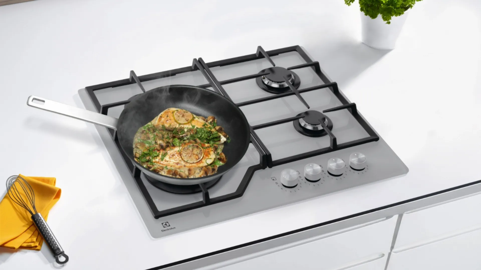 Варочная поверхность Electrolux газовая на стекле, 60см, чугун (KGG64362S) (Silver)