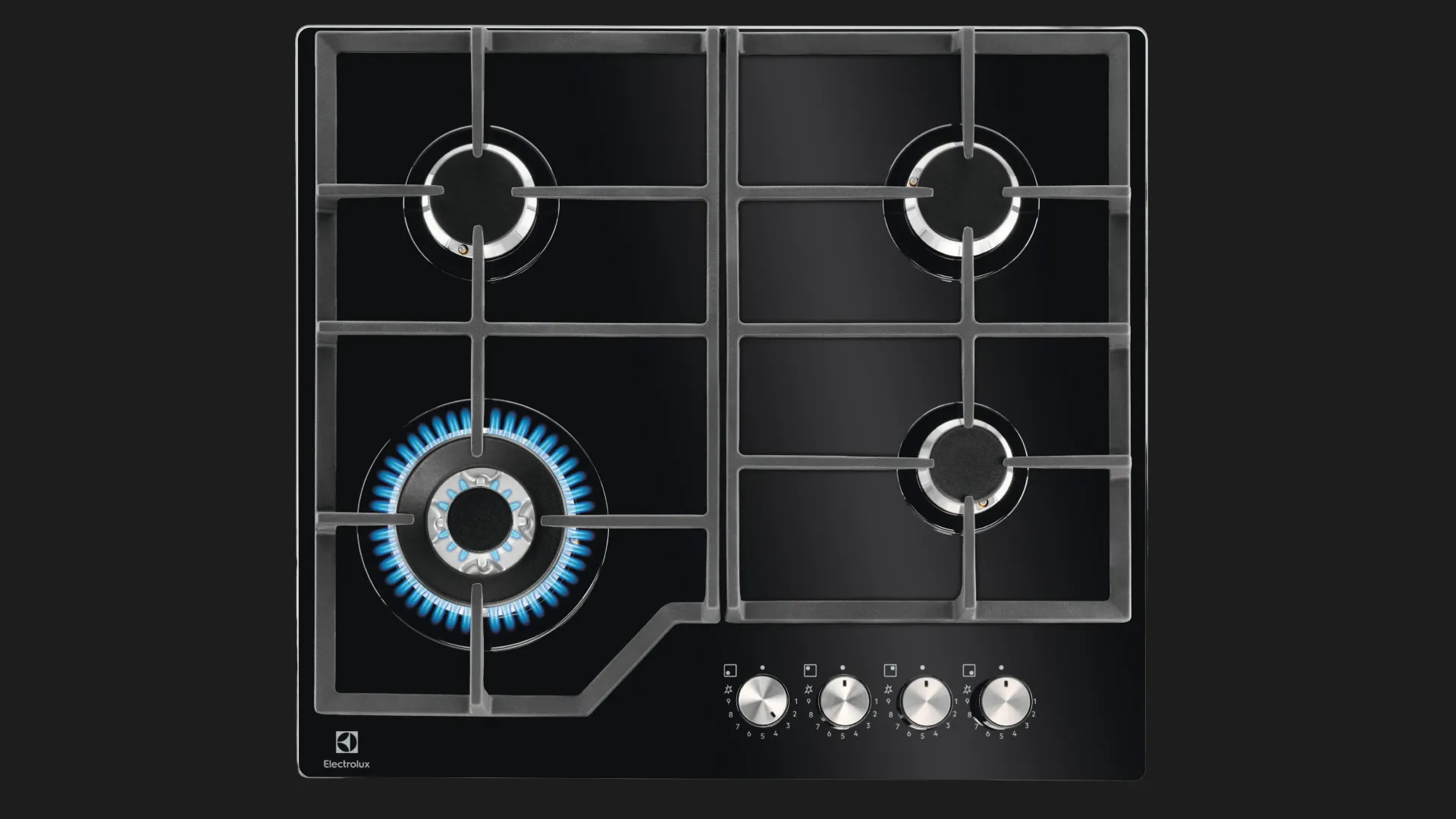 Варильна поверхня Electrolux газова на склі, 60см, чавун (KGG64362K) (Black)