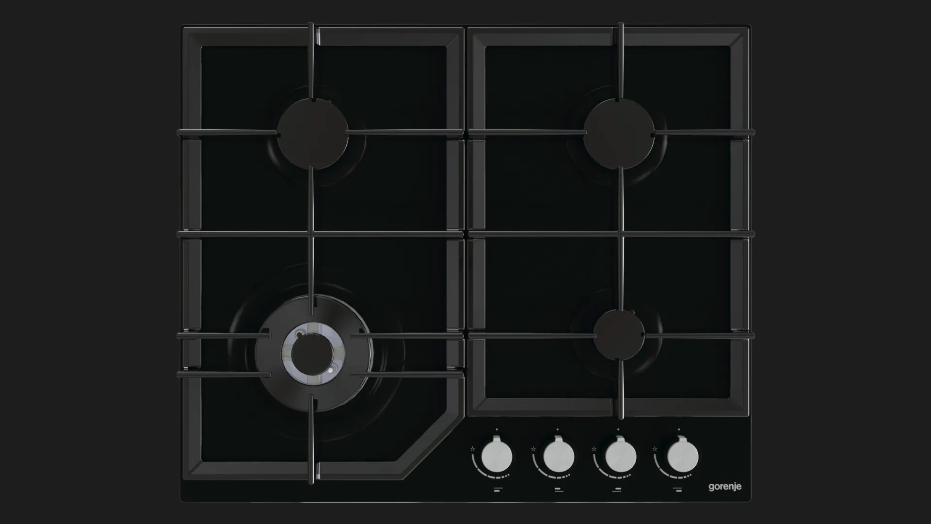 Варильна поверхня Gorenje газова на склі, 60см, чавун (GTW641KB) (Black)