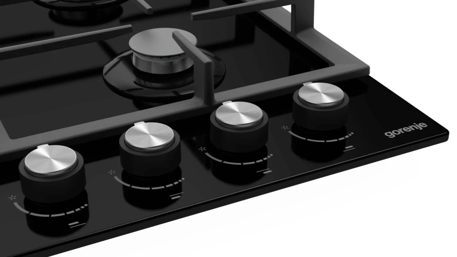 Варильна поверхня Gorenje газова на склі, 60см, чавун (GTW641KB) (Black)