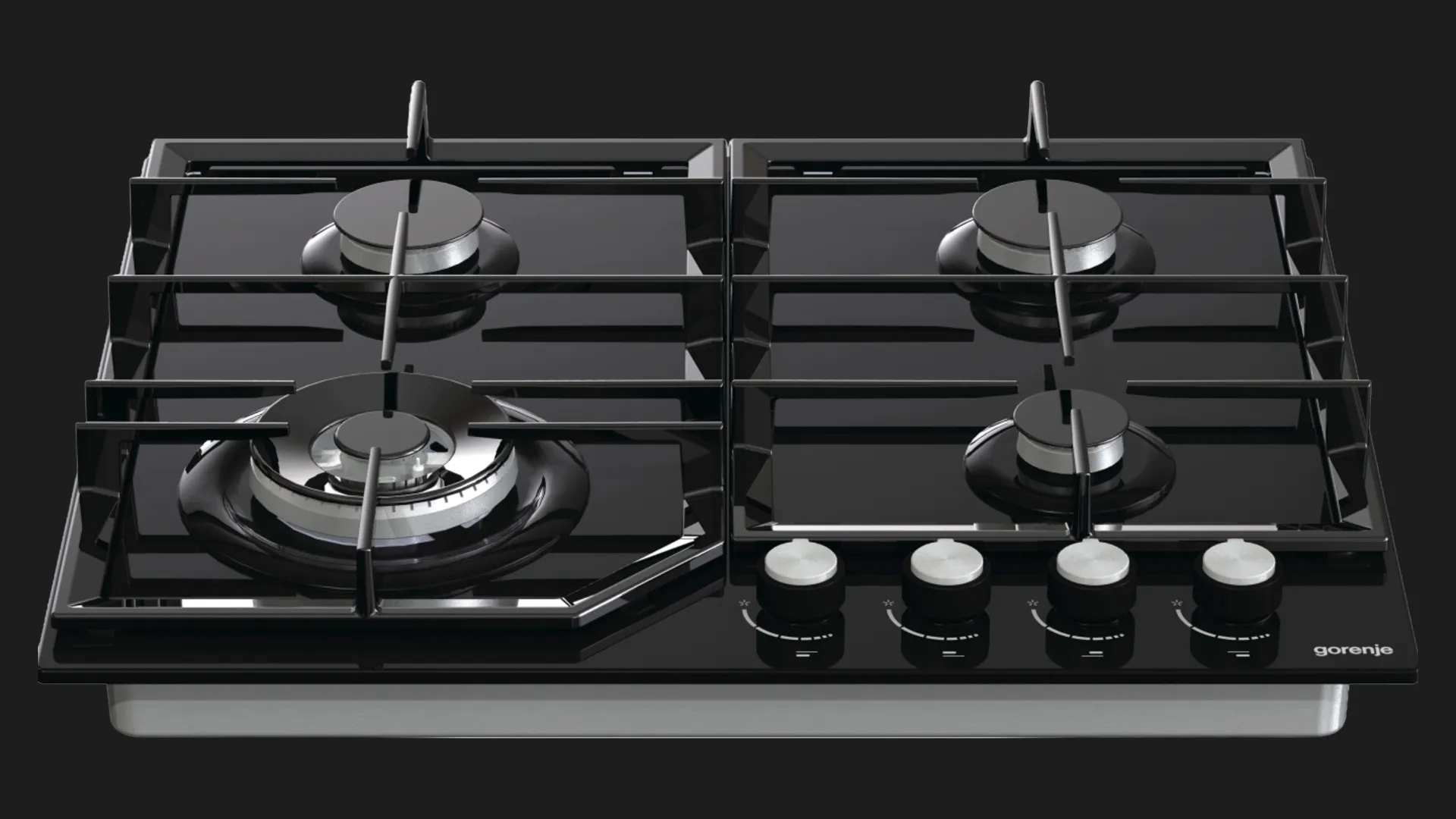 Варильна поверхня Gorenje газова на склі, 60см, чавун (GTW641KB) (Black)