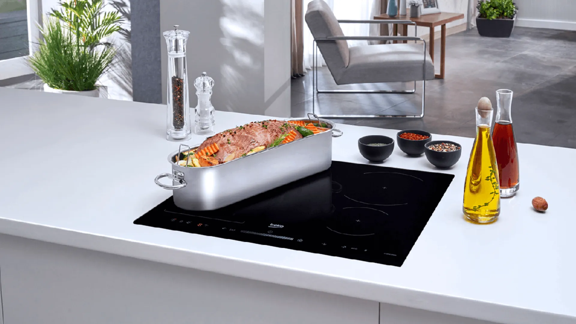 Варочная панель Beko индукционная, 60см, расширенная зона (HII64500UFT) (Black)