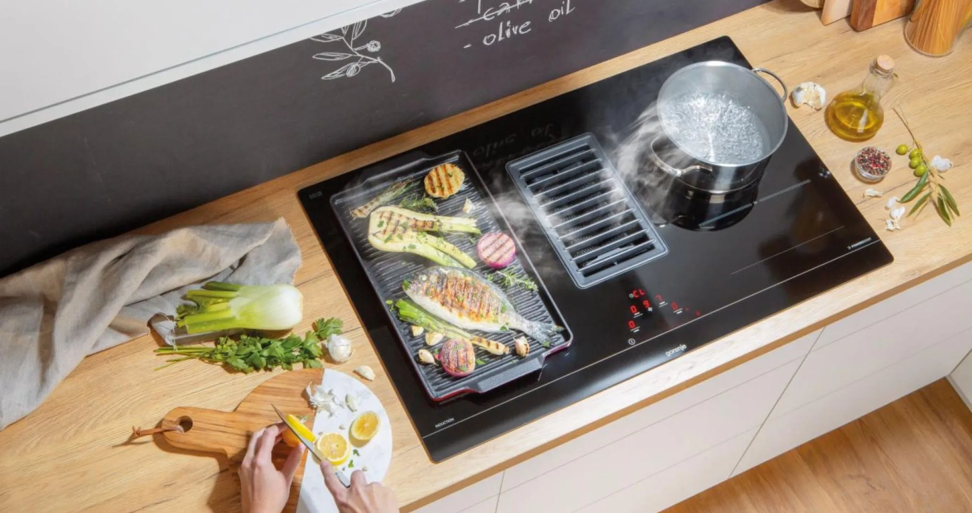 Варочная поверхность Gorenje индукционная, 83см, расширенная зона (HET949BSC) (Black)