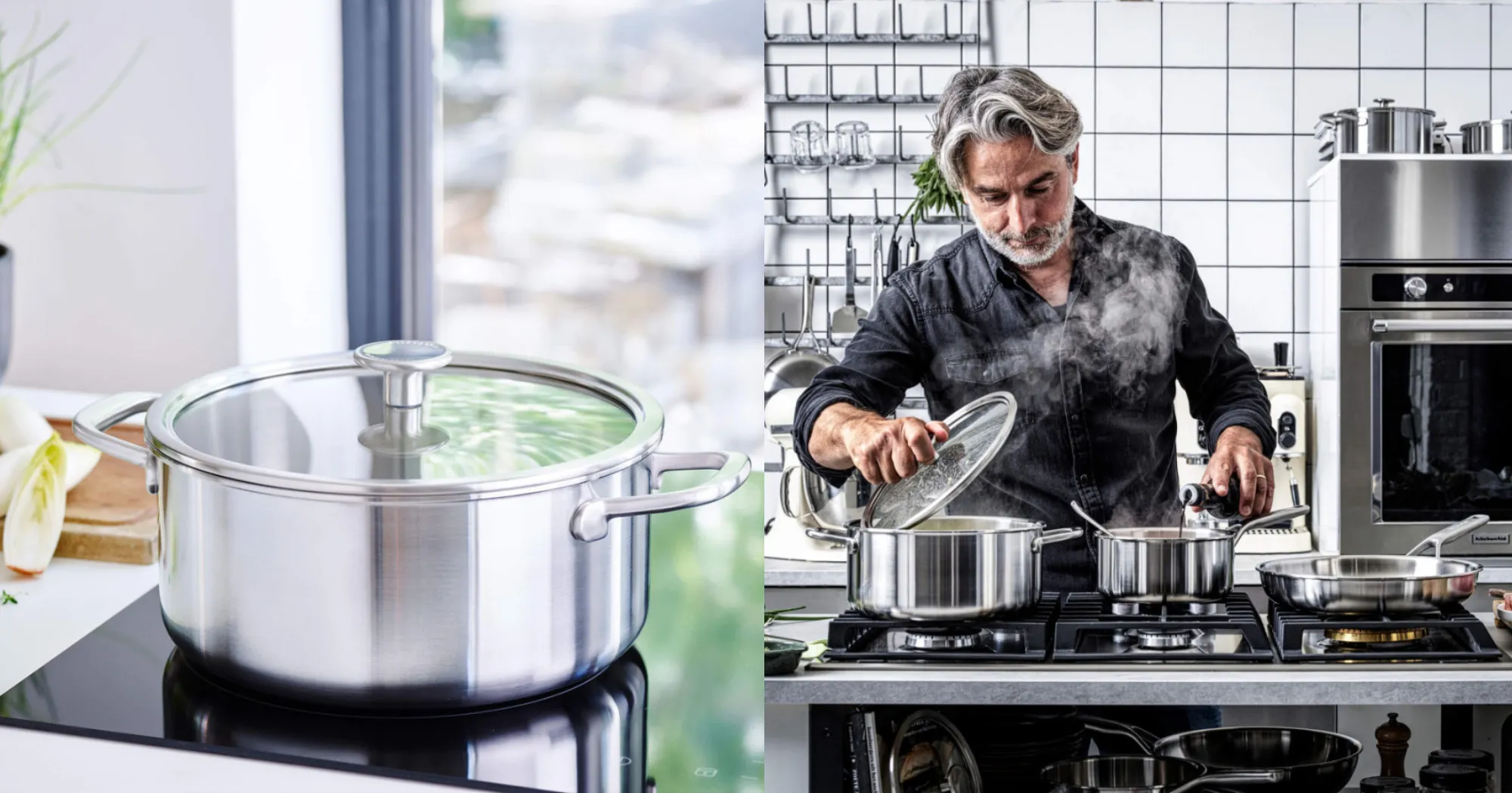 Кастрюля с крышкой KitchenAid MSS, 24 см, 4,9 л (Silver) (CC003260-001)