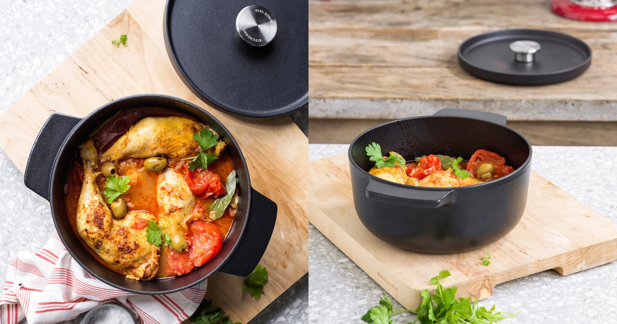 Каструля чавунна з кришкою KitchenAid Matte Oven-to-table, 22 см, 3,3 л (Black) (CC004899-001)