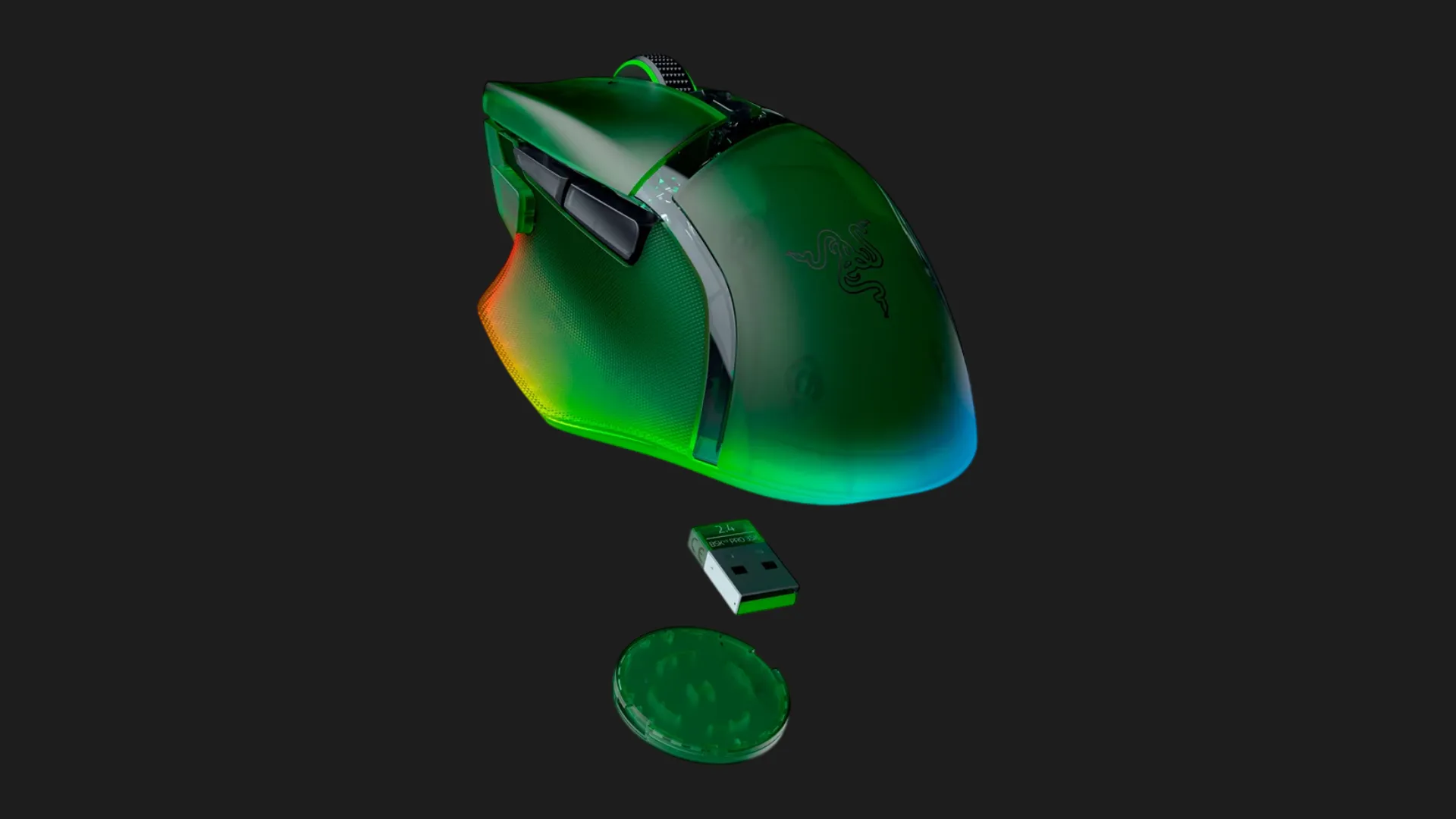 Миша RAZER Basilisk V3 PRO Wireless, 35K (Phantom Green) (RZ01-05240300-R3G1) (UA)