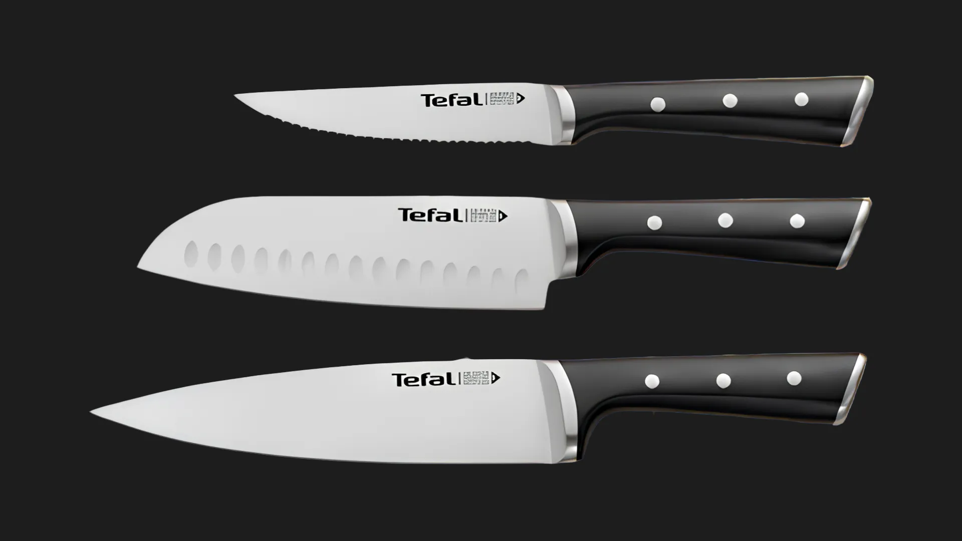 Кухонний ніж Сантоку Tefal Comfort 12см (Black) (K2213644)