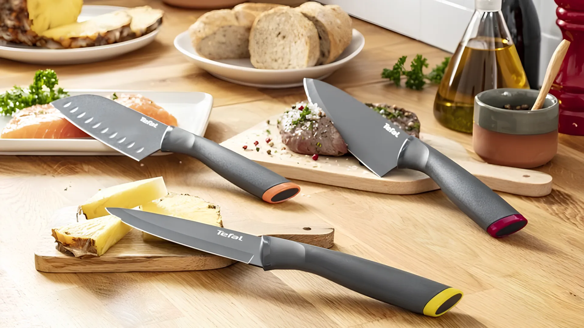 Кухонний ніж Сантоку Tefal Fresh Kitchen 12см (Gray) (K1220104)