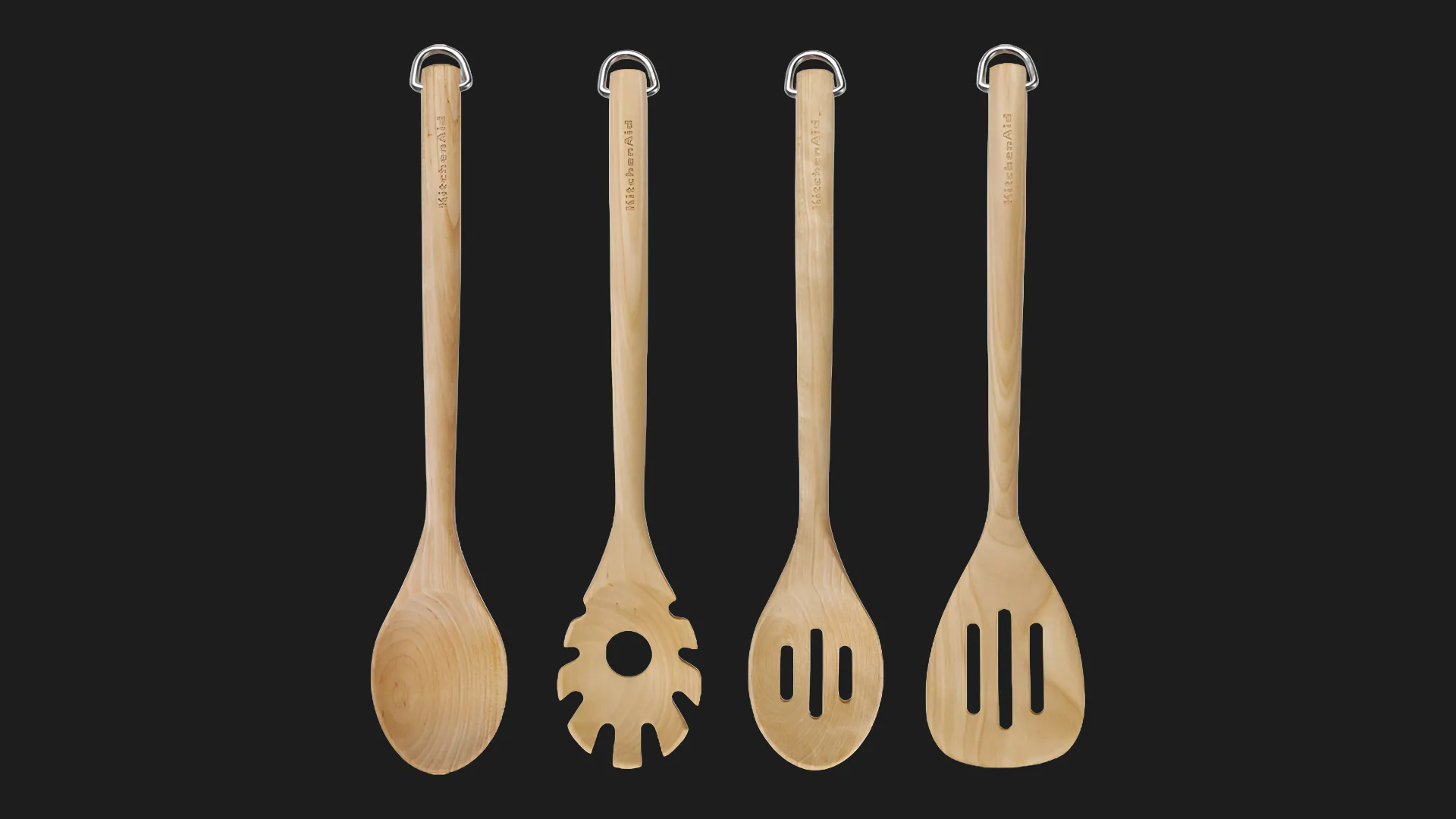 Набір кухонного приладдя KitchenAid Coreline 4 предмета береза (Natural wood) (KQR752BXE)