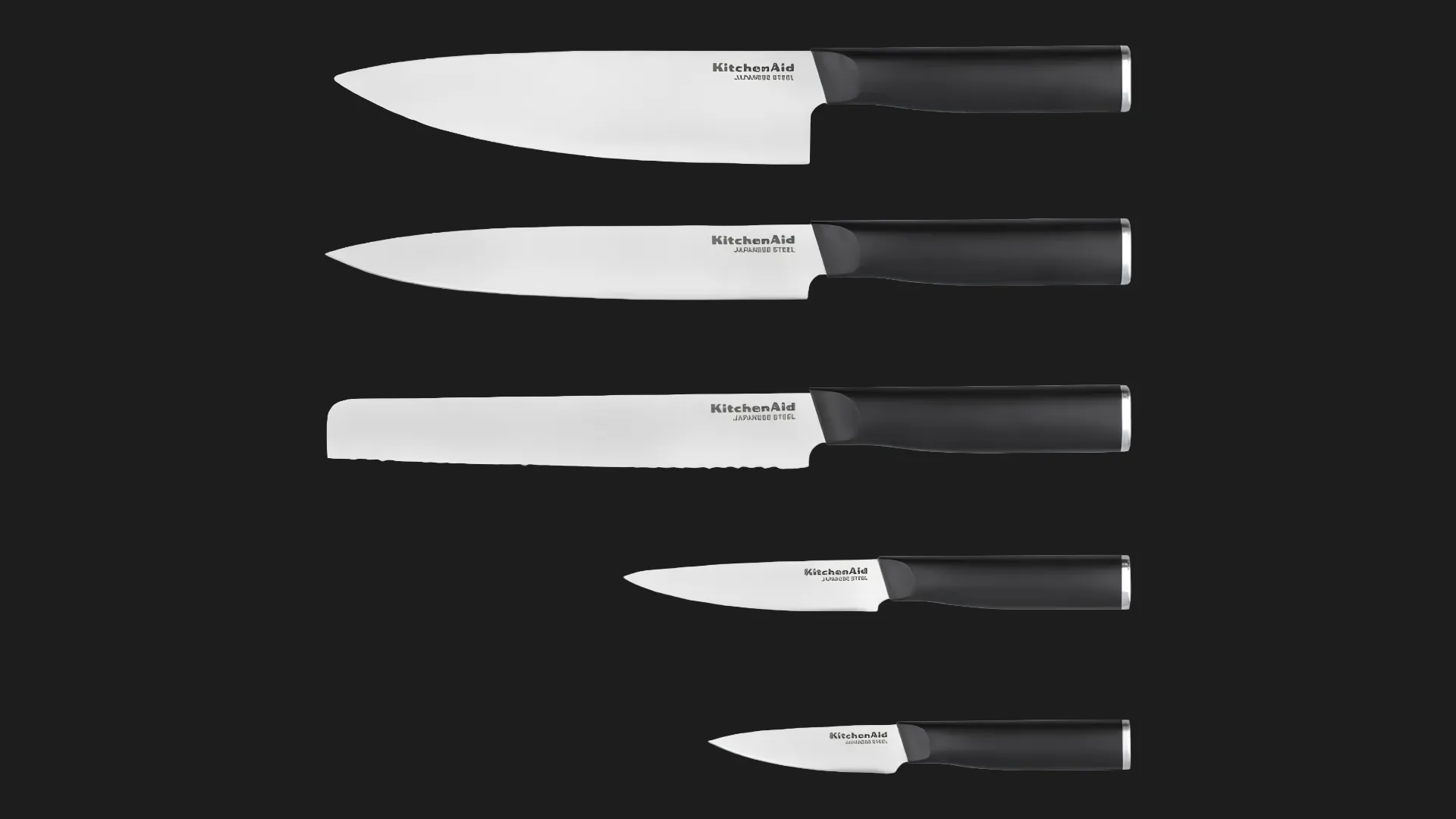 Набор ножей с подставкой KitchenAid Classic 5 предметов и точилки (Black) (KE5PSTANOBG)