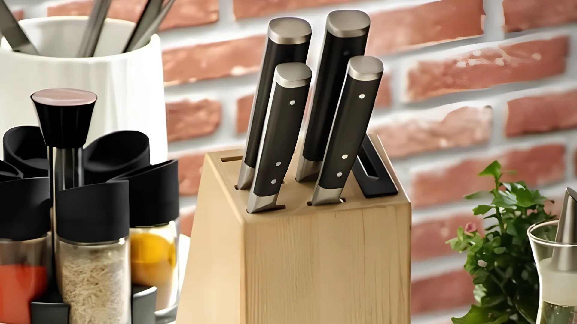 Набор ножей с подставкой KitchenAid Coreline 5 предметов и точилки (Black) (KO5PSTSNOBG)