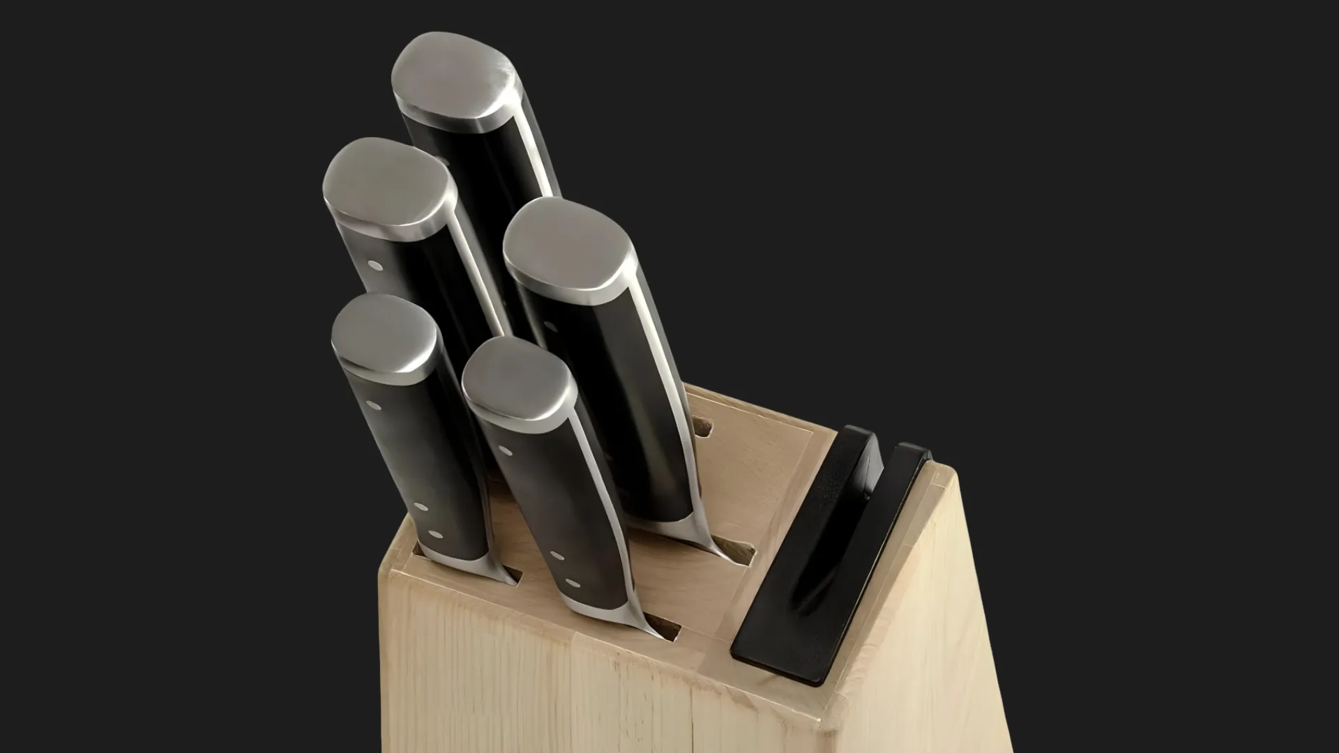 Набор ножей с подставкой KitchenAid Coreline 5 предметов и точилки (Black) (KO5PSTSNOBG)