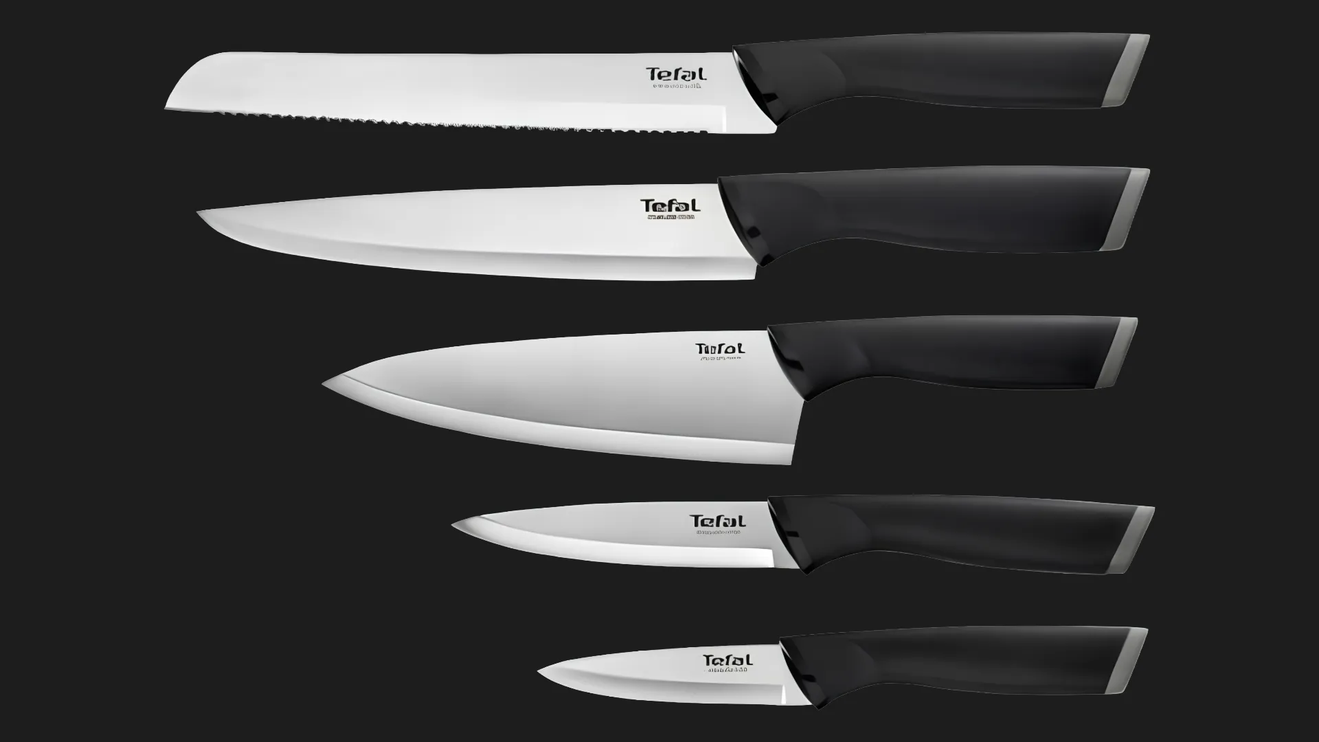 Набор ножей Tefal Comfort с деревянной подставкой 5шт (Black) (K221SA04)