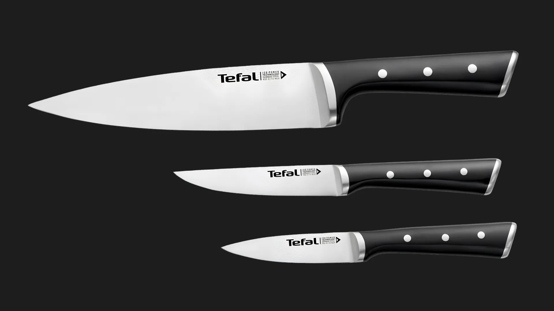 Набор ножей Tefal Ice Force 3шт (Black/Stainless steel) (K2323S74)