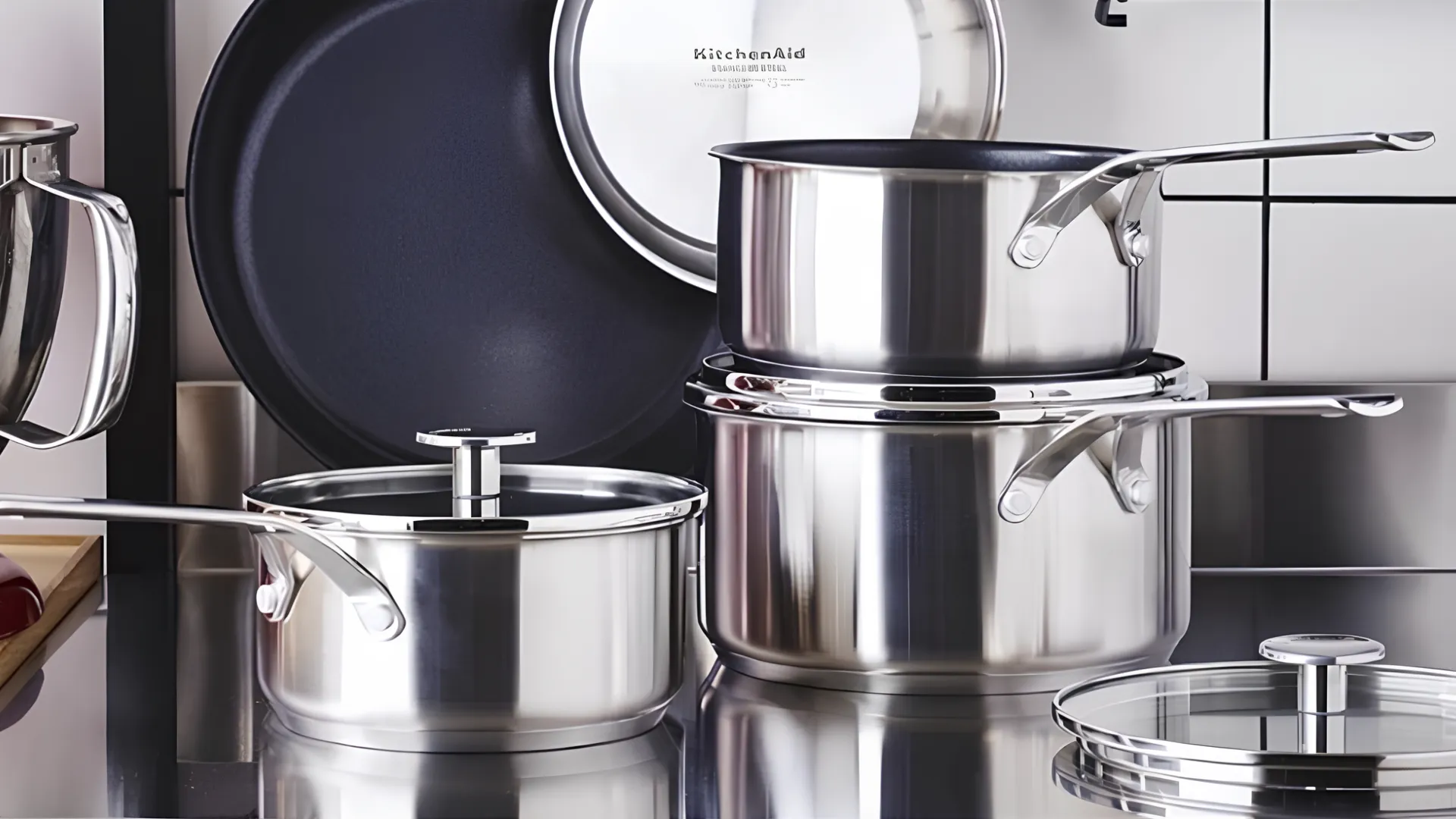 Набор посуды KitchenAid SSS 8 предметов 16/18/20 см 1.49/2.13/3.11 л 20+28 см (Stainless steel) (CC004221-001)