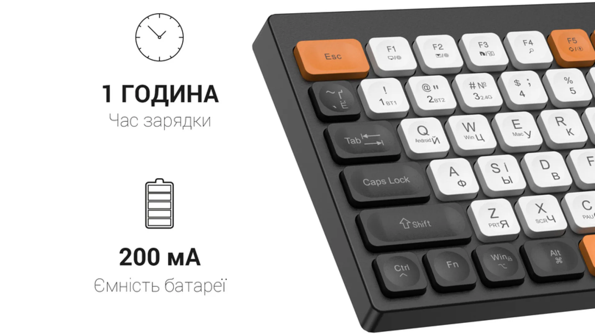 Клавиатура OfficePro SK955B Wireless/Bluetooth (Black) (UA)
