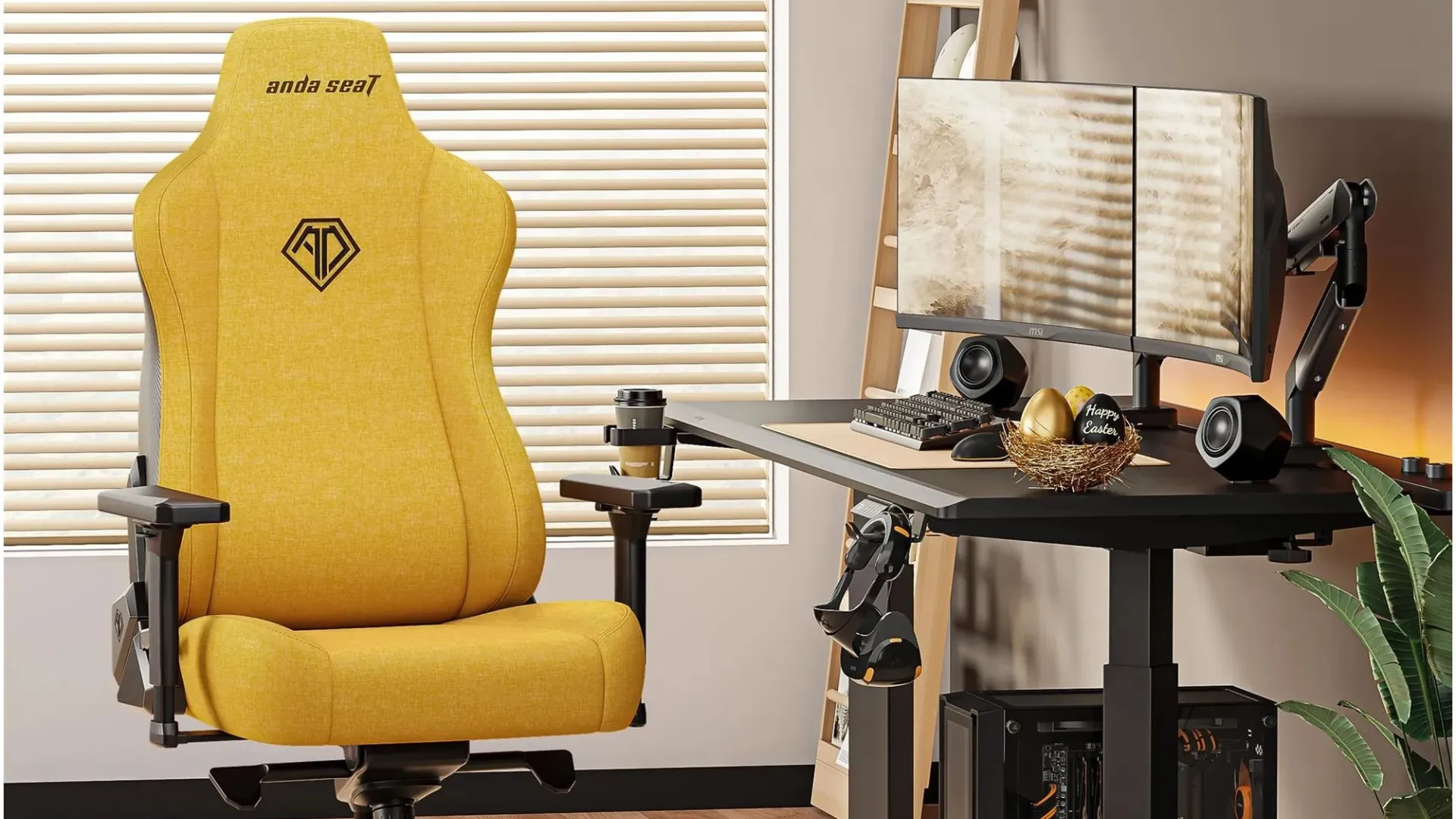 Крісло для геймерів Anda Seat Kaiser 3E Size XL Fabric (Bright Yellow) (UA)