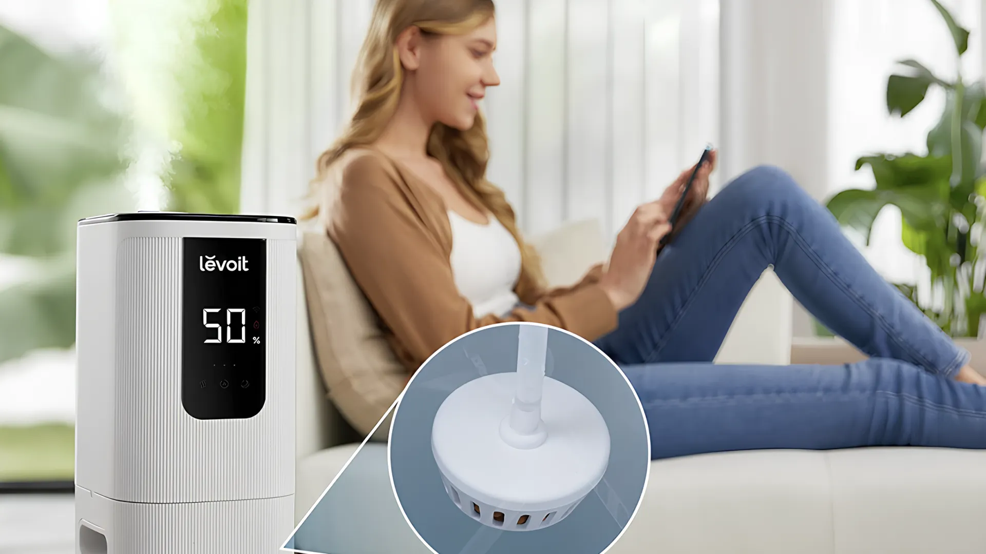 Зволожувач повітря Levoit OasisMist1000S Smart Ultrasonic Cool Mist Tower LUH-M10 (HEAPHULVSEU0082Y) (White)