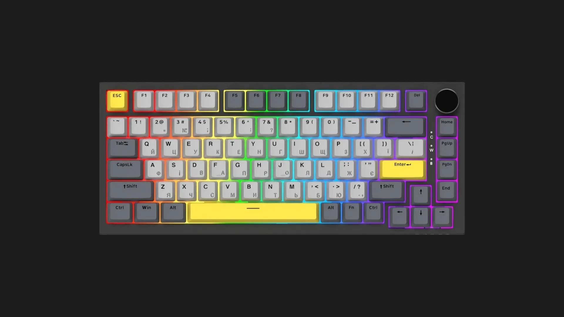 Клавиатура игровая Ajazz AK820 Sea Salt Switch (Black/Gray/Yellow) (AK820-SS-BGY) (UA)