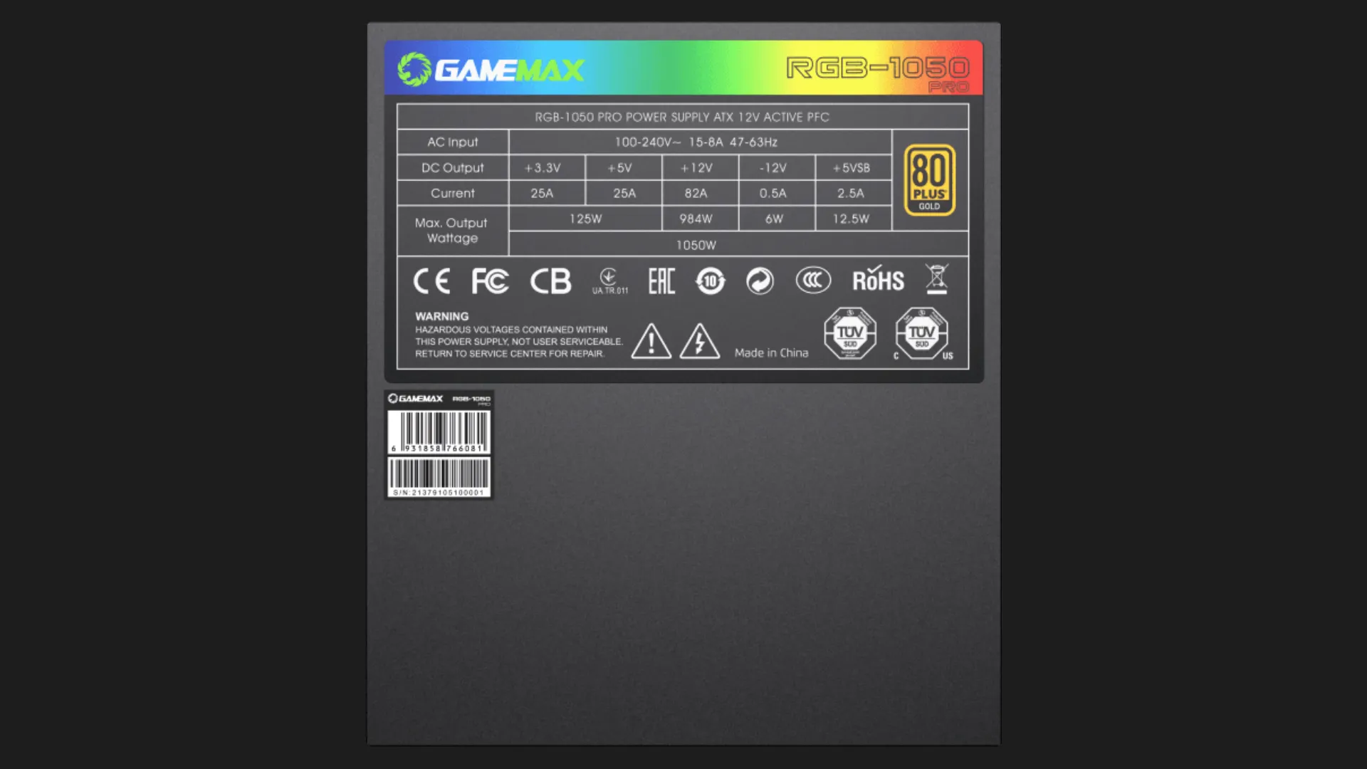 Блок живлення GAMEMAX RGB-1050 PRO 1050W (RGB-1050 PRO)