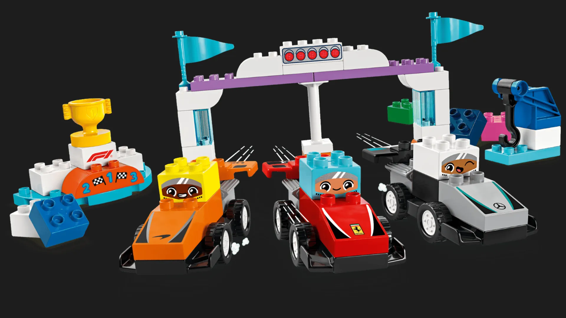 Конструктор LEGO DUPLO Автомобілі для перегонів і пілоти команд Формули-1 (10445)