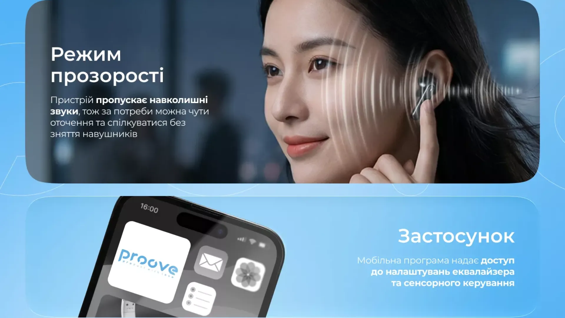 Навушники Proove Tempo TWS with ANC (APP) (White)