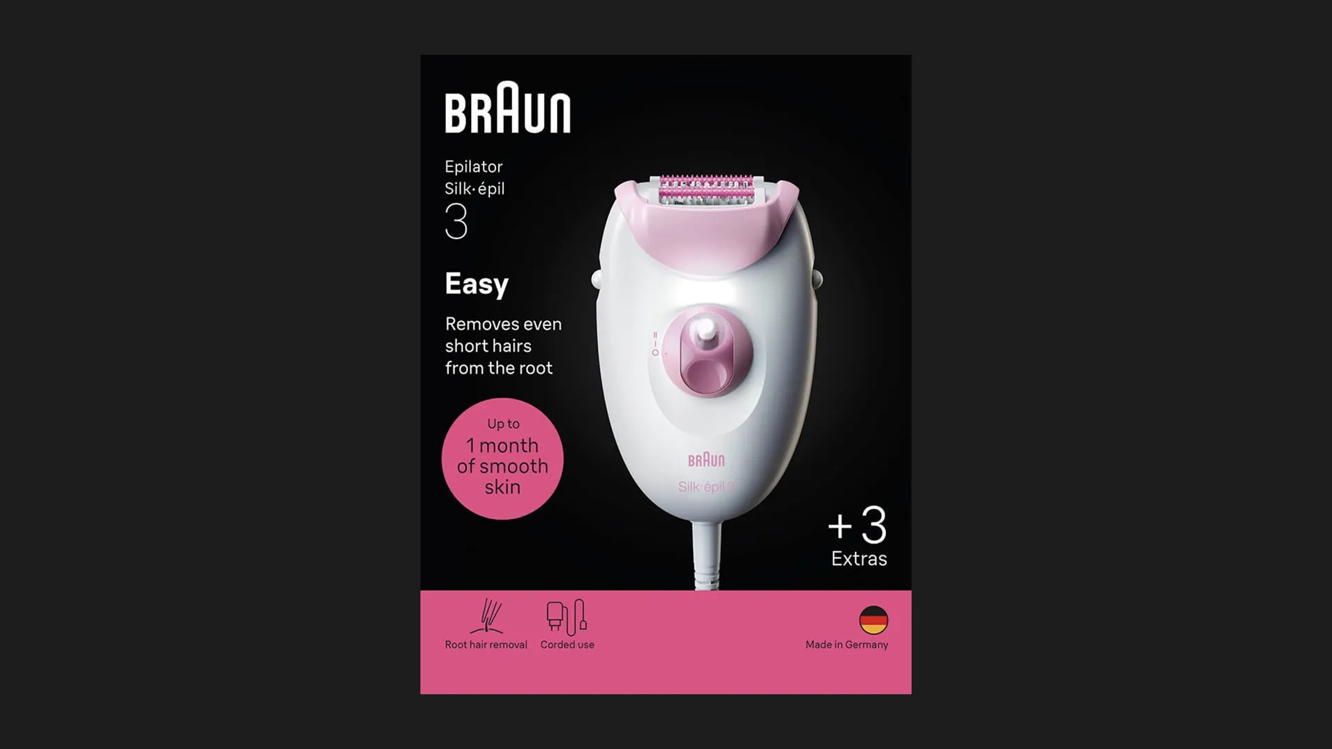 Епілятор Braun Silk-epil 3 (White/Pink)(SE 3-033)