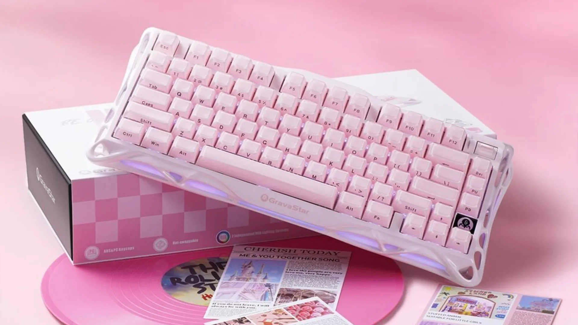 Клавиатура механическая GravaStar Mercury K1 80keys GravaStar x Kailh Cheery Pink EN BT/WL/USB (Pink) (GS_K1_P_PNK)
