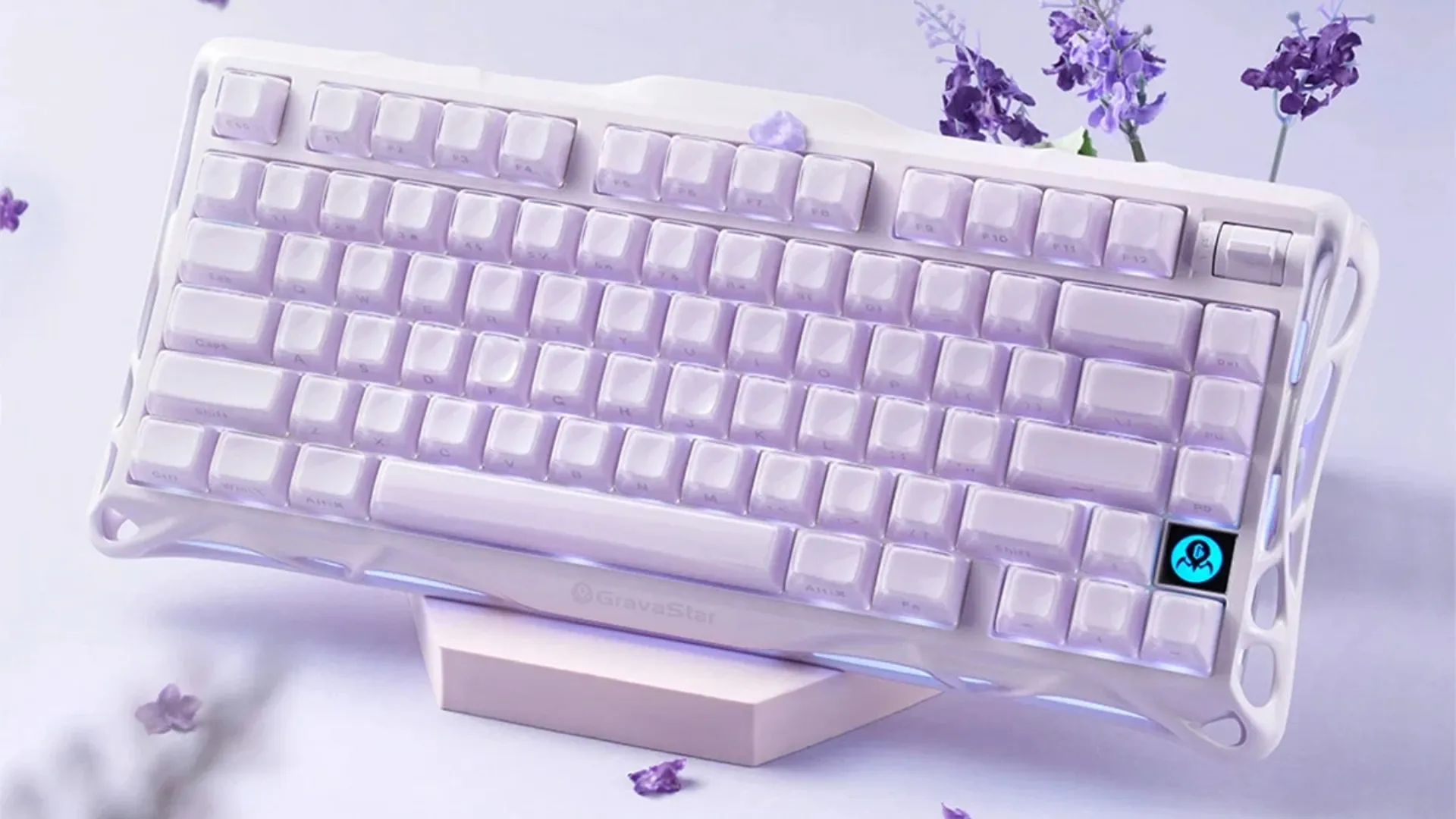 Клавиатура механическая GravaStar Mercury K1 80keys GravaStar x Kailh Cheery Pink BT/WL/USB (Lavender Violet) (GSK1_PL)