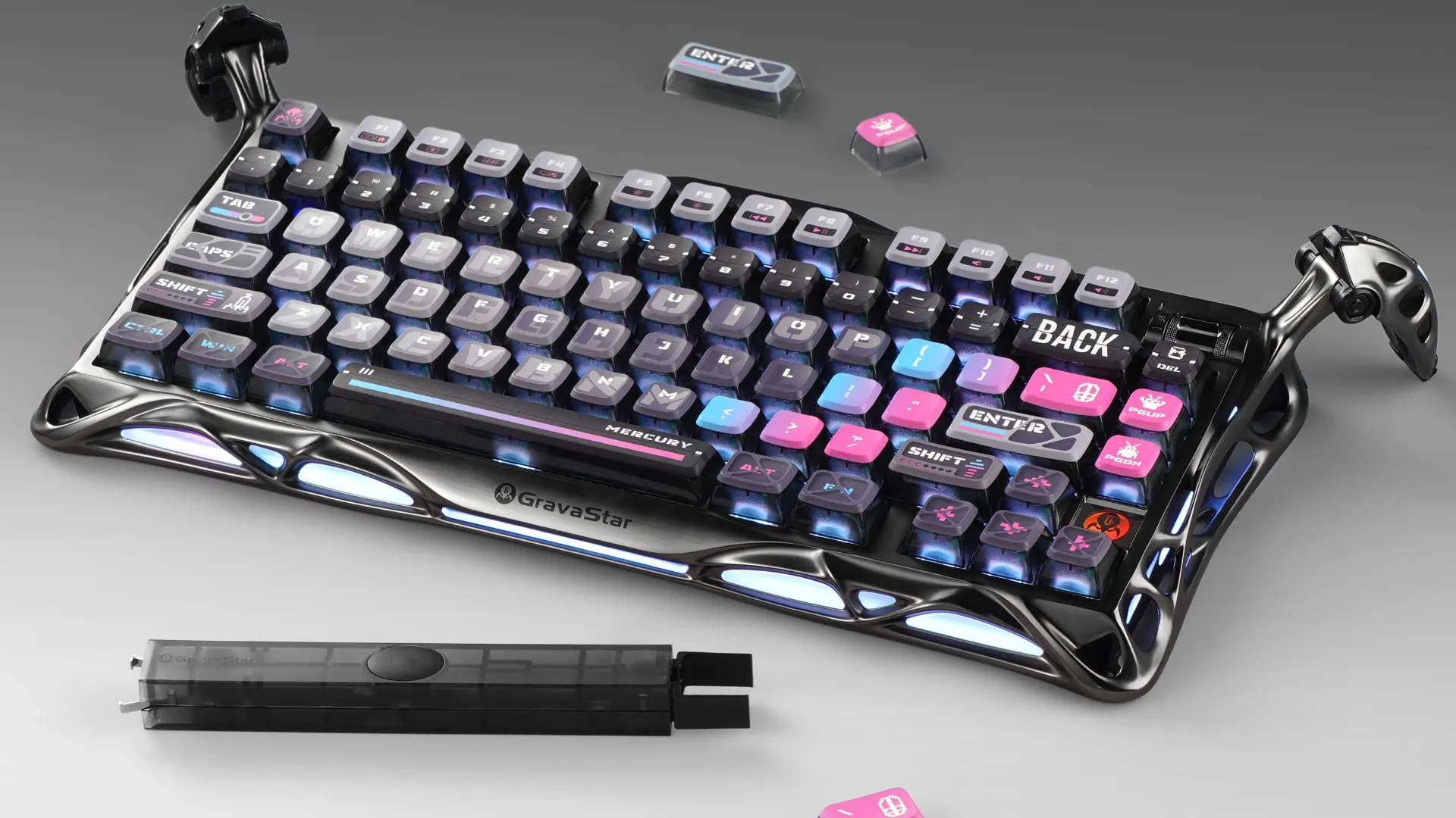 Клавиатура механическая GravaStar Mercury K1 Pro 80keys GravaStar x Kailh Speedy Mint BT/WL/USB (Purple) (GSK1PRO_CBLK)