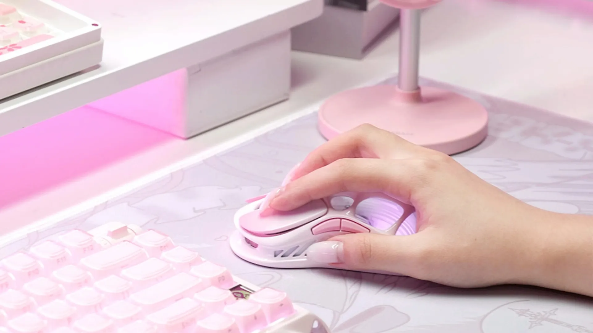 Миша GravaStar Mercury M1 Pro magnesium alloy body BT/WL/USB-A RGB Sakura (Pink) (GRAVASTARM1PRO_PNK)