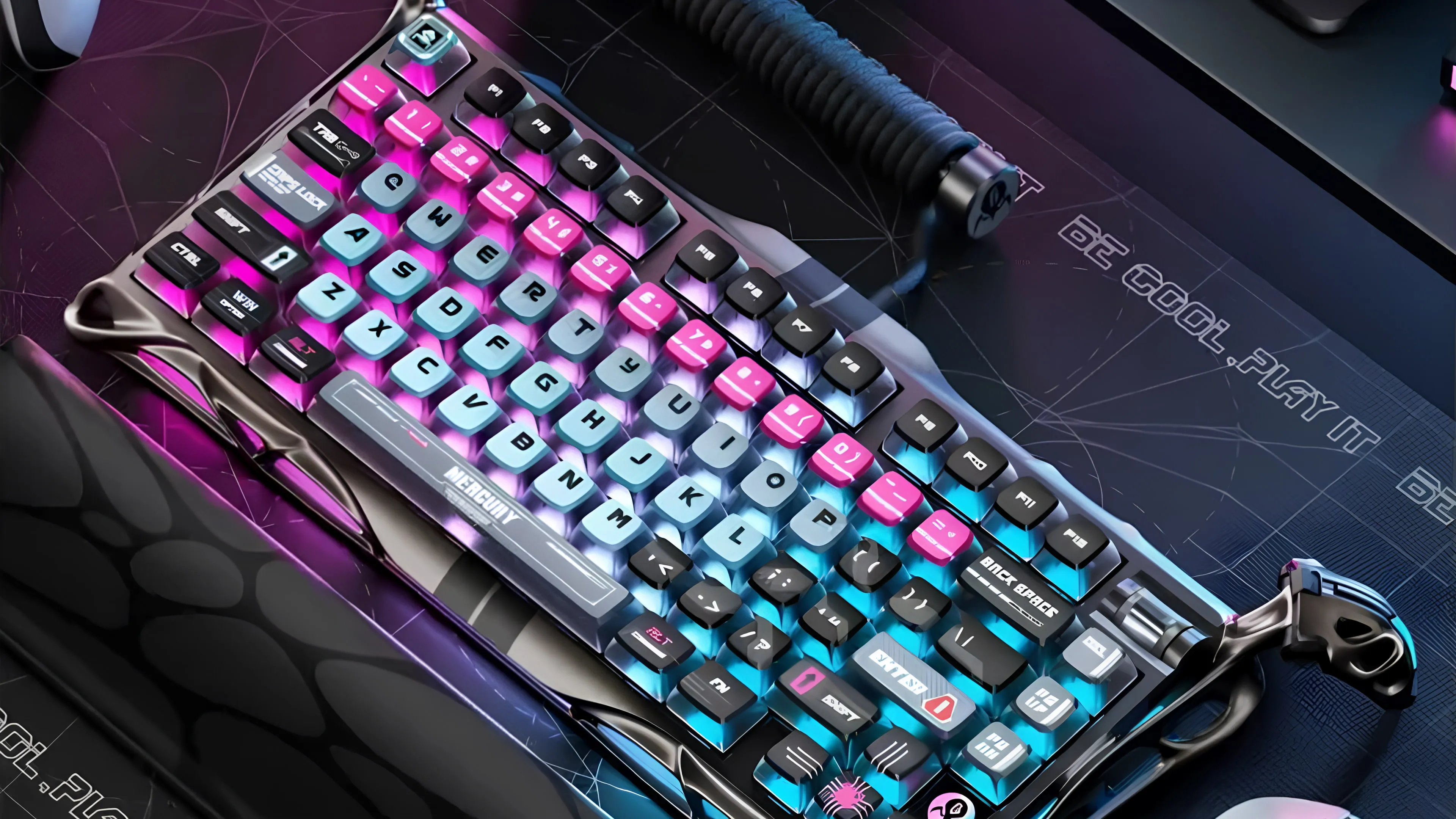 Игровая клавиатура магнитная GravaStar Mercury V75 Pro 80keys Magnetic Jade Gaming 8K USB-A RGB Cyberpunk (Gray)