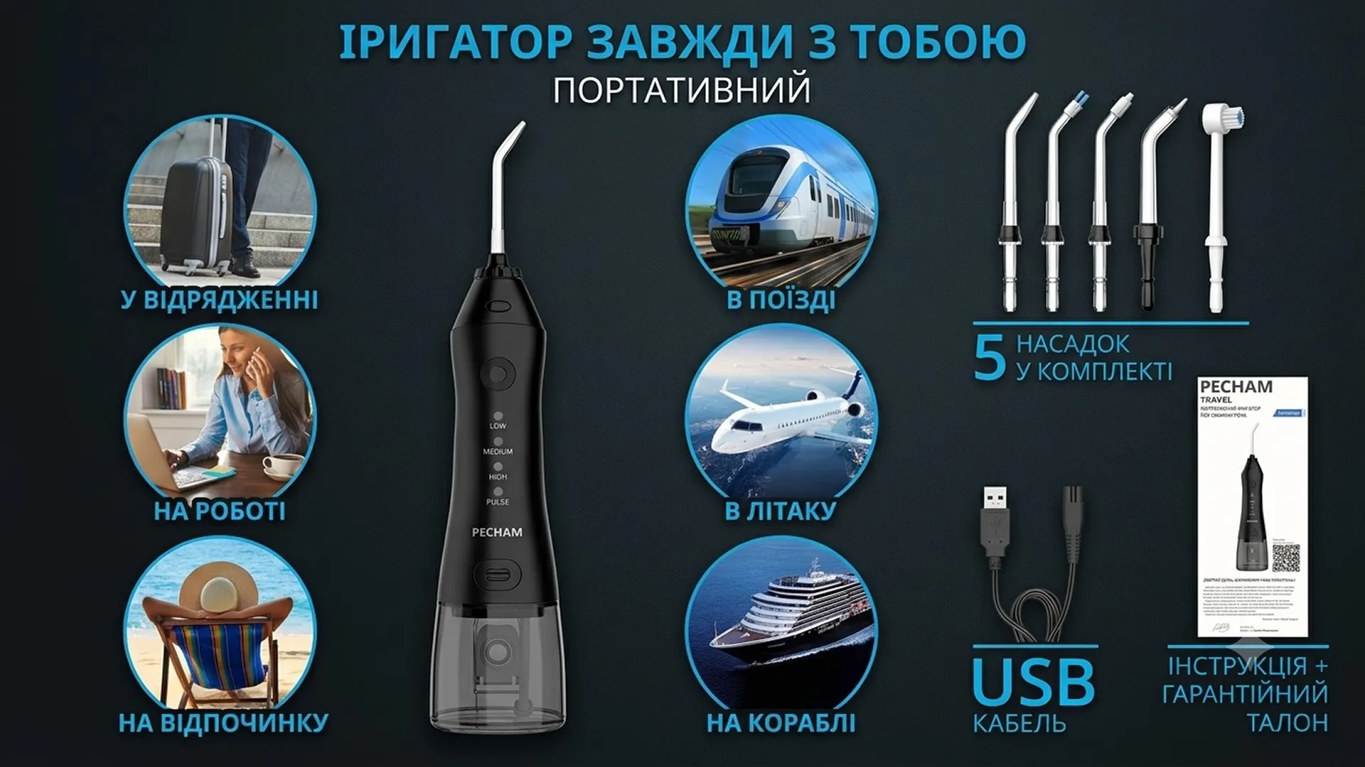 Ирригатор PECHAM Travel PC-1581 (Black)