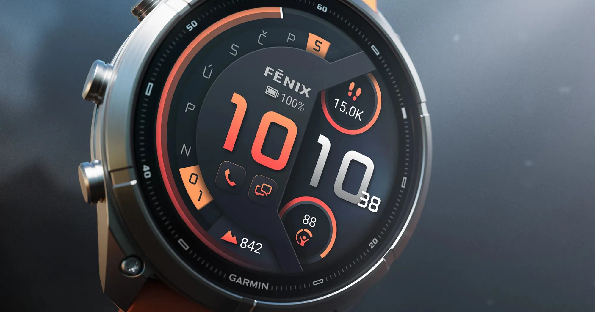 Garmin Fenix 9 Pro 43mm AMOLED Sapphire Titanium with Shell Pink/Autumn Orange Silicone Band