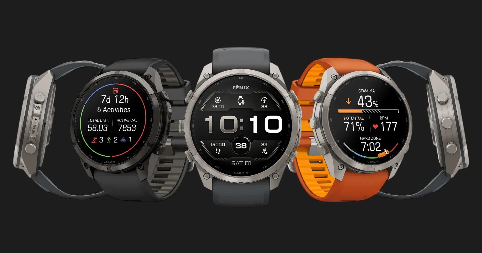 Garmin Fenix 9 Pro 43mm AMOLED Sapphire Titanium with Shell Pink/Autumn Orange Silicone Band