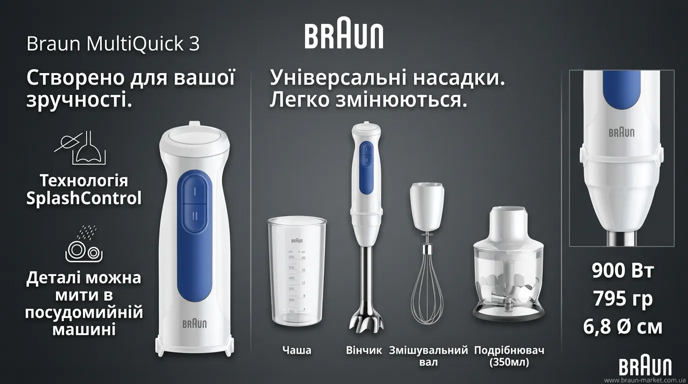 Блендер погружной Braun MQ 30202 M WH (White)