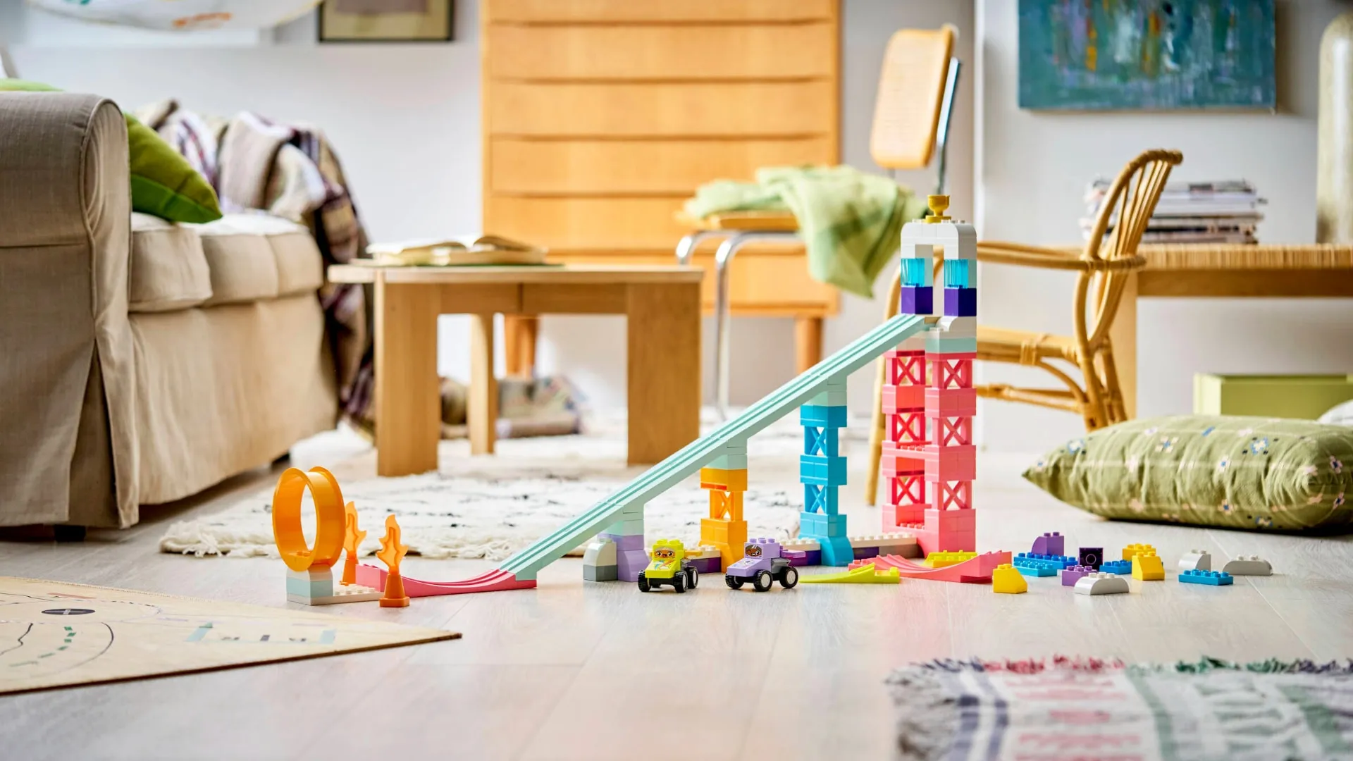 Конструктор LEGO DUPLO 3 в 1 Цікаві гірки та трампліни з автомобілями  (10478)