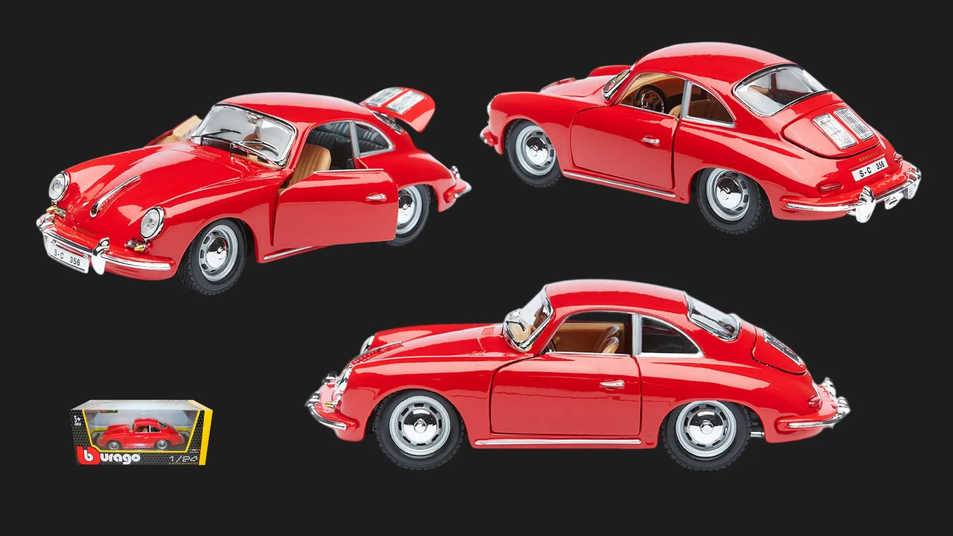 Автомодель Bburago Porsche 356B (1961) в асортименті (1:24) (18-22079)